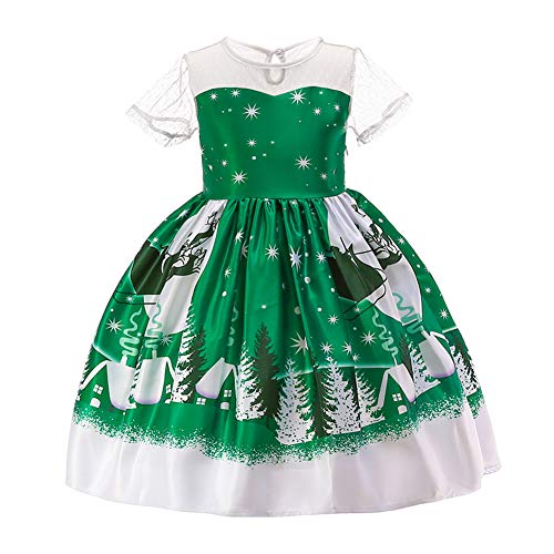 Santa Snowman Princess Christmas Dress for Girls - Holiday Birthday Party Formal Gown with Horn Headband - Perfect for Christmas Parties, School Plays, and Holiday Photo Shoots