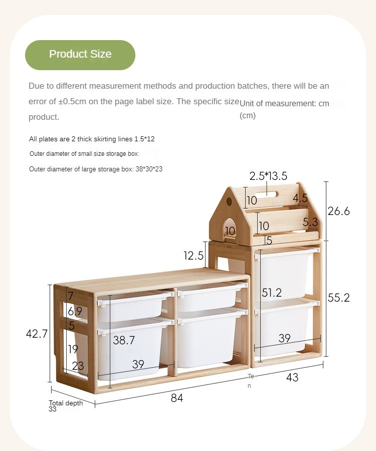**Solid Wood Montessori Toy Storage Shelf for Kids - Organize Playroom, Nursery & Bedroom Toys - Eco-Friendly Poplar Wood Children's Bookshelf**