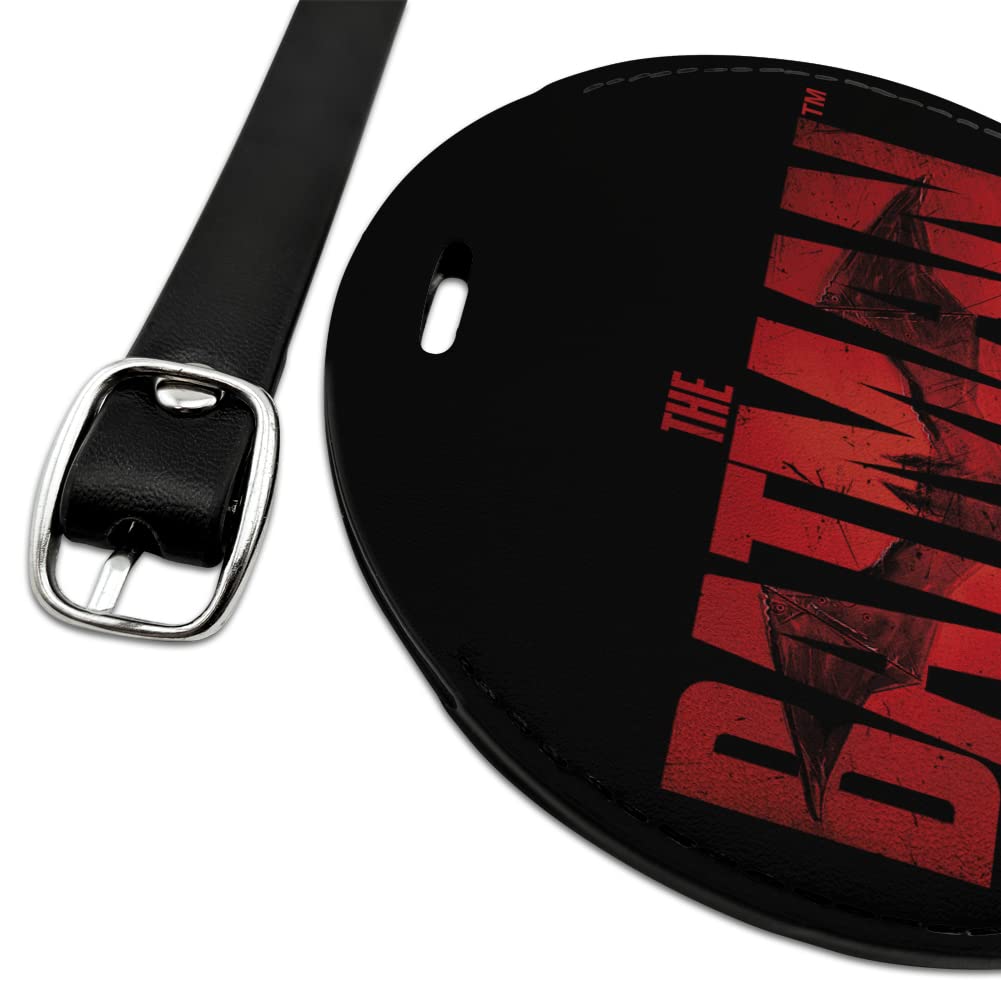 The Batman Logo Round Leather Luggage Tag - Durable Suitcase ID Tag for Carry-On Bags - Perfect for Travel, Business Trips & Superhero Fans