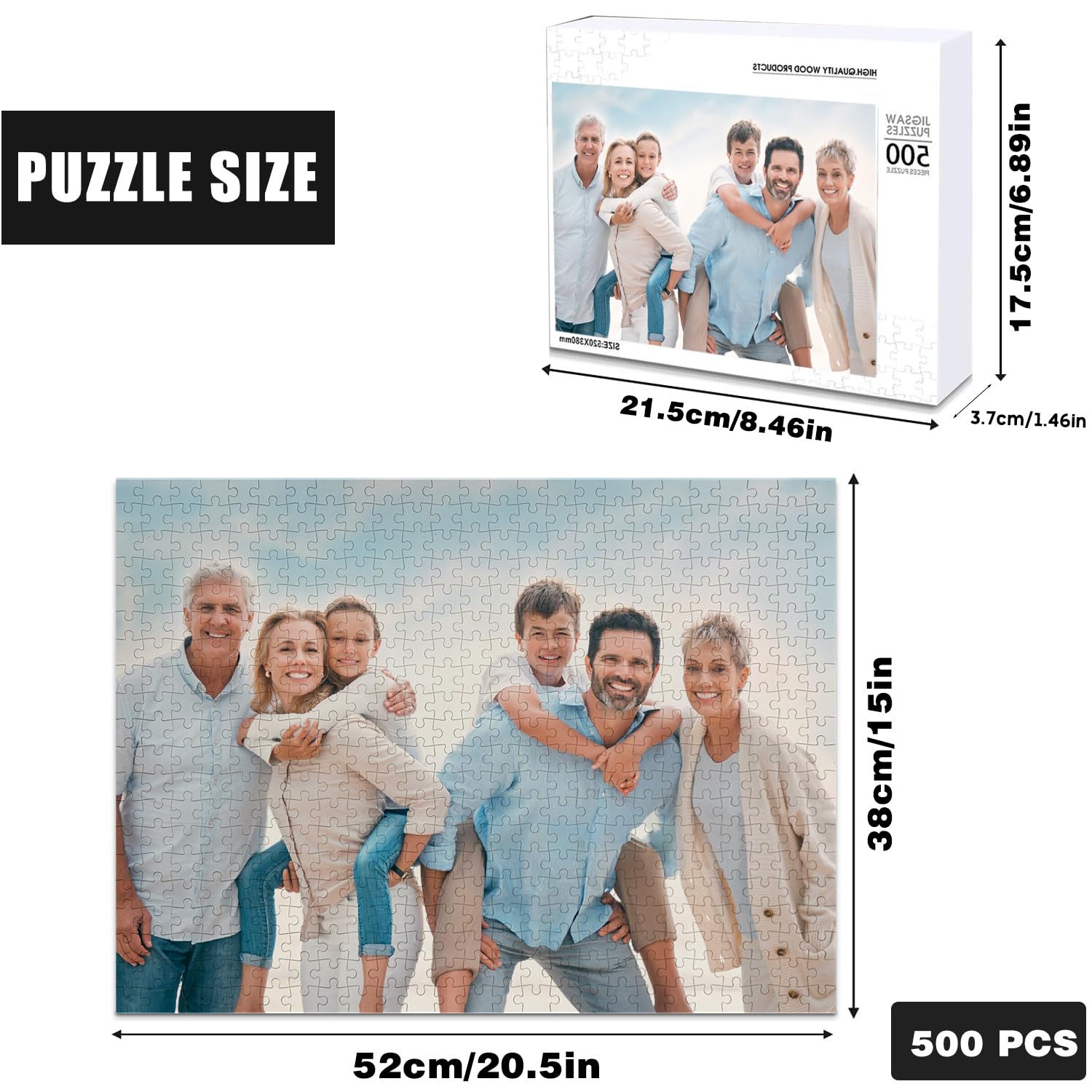 Custom Photo Puzzle - Personalized 120/200/300/500/1000 Piece Jigsaw Puzzle | Unique Gift for Family, Wedding, Graduation & Pet Lovers | Perfect for Home Decor, Memory Keepsakes & Party Activities