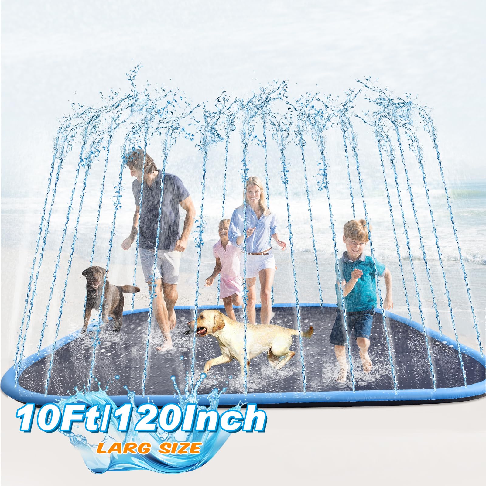 **Lewtemi 10ft Extra Large Non-Slip Splash Pad - 120