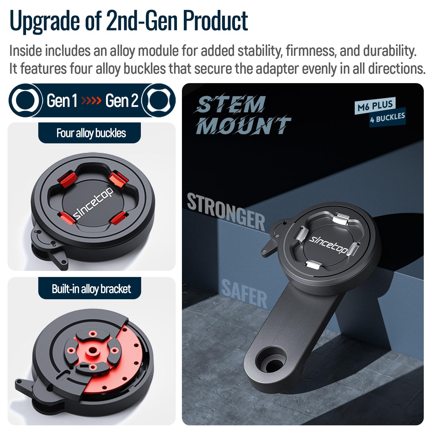 Sincetop Bike Phone Mount - Universal Aluminum Handlebar Phone Holder for Mountain & Road Bicycles | Quick Release C-2 Series (2nd Gen) | Perfect for Cycling, Commuting & Outdoor Adventures