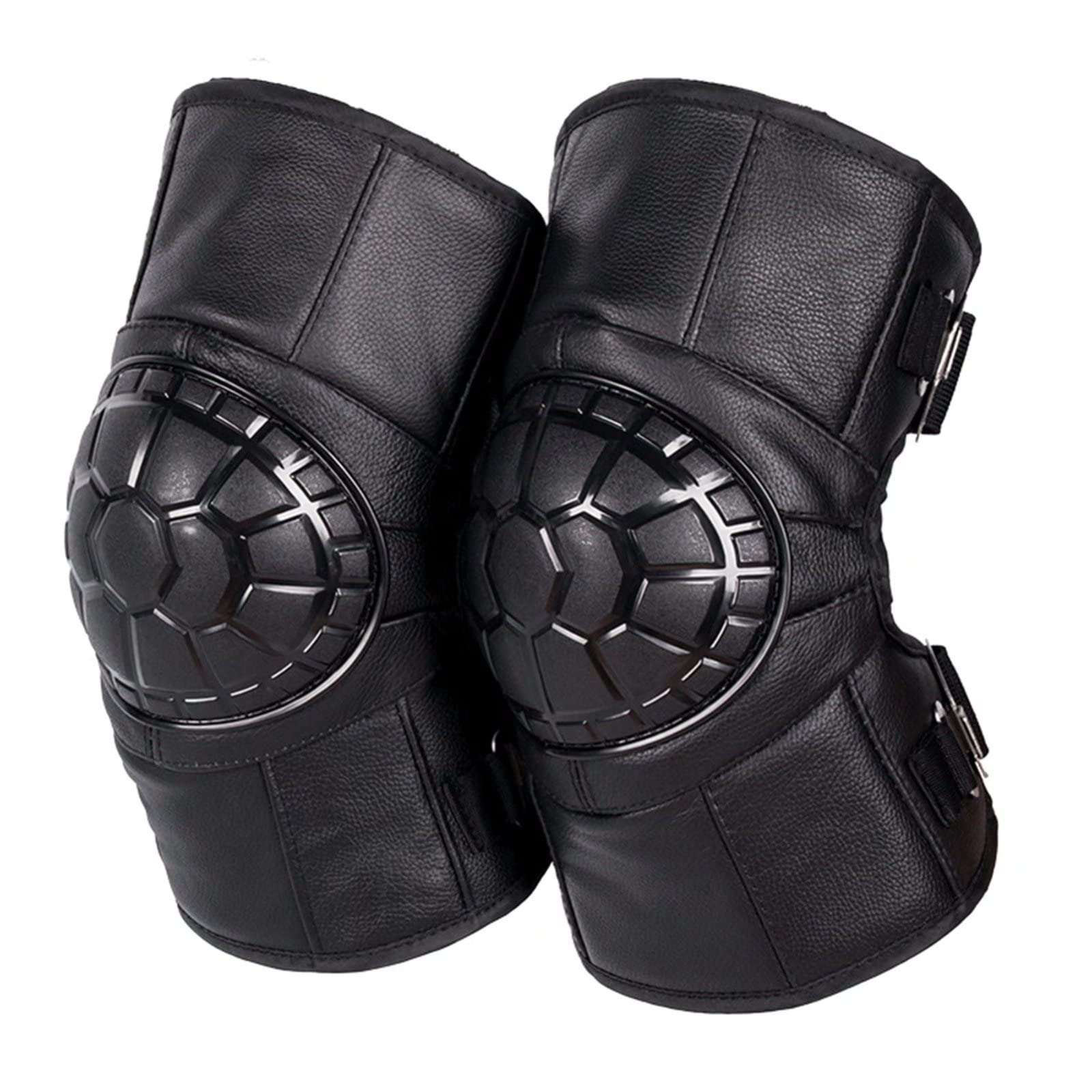Leather Motorcycle Knee Pads for Men - Adjustable Windproof Warmers for Winter Riding