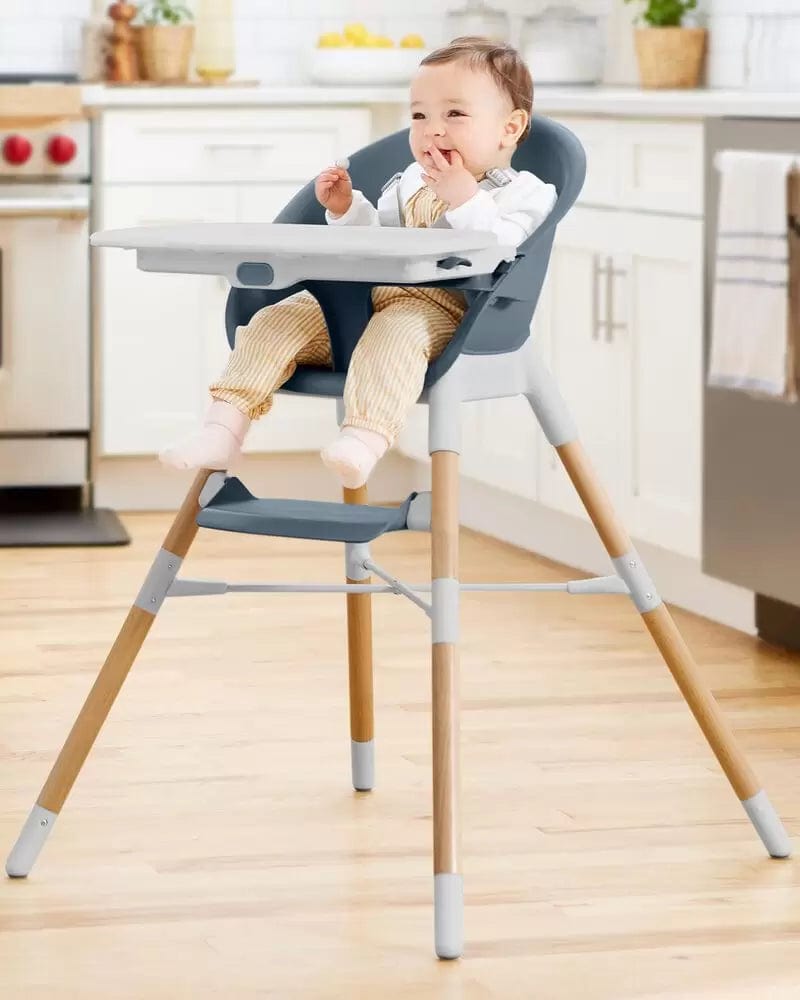 Skip Hop EON 4-in-1 Convertible High Chair - Adjustable Baby Feeding Seat with Removable Tray, Grey & White - Perfect for Dining, Weaning & Playtime