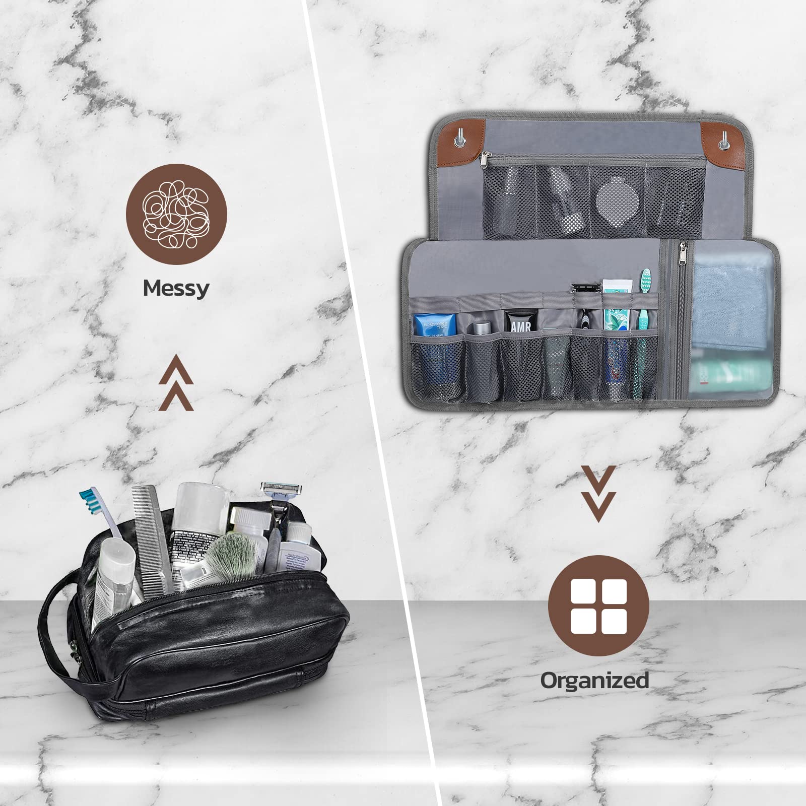 Water-Resistant Men's Travel Toiletry Bag - Compact Bathroom Organizer for Hygiene & Shaving Kit (6. Mystery Gray, Polyester) | Perfect for Business Trips, Gym & Vacation Essentials | Stylish Gift for Men