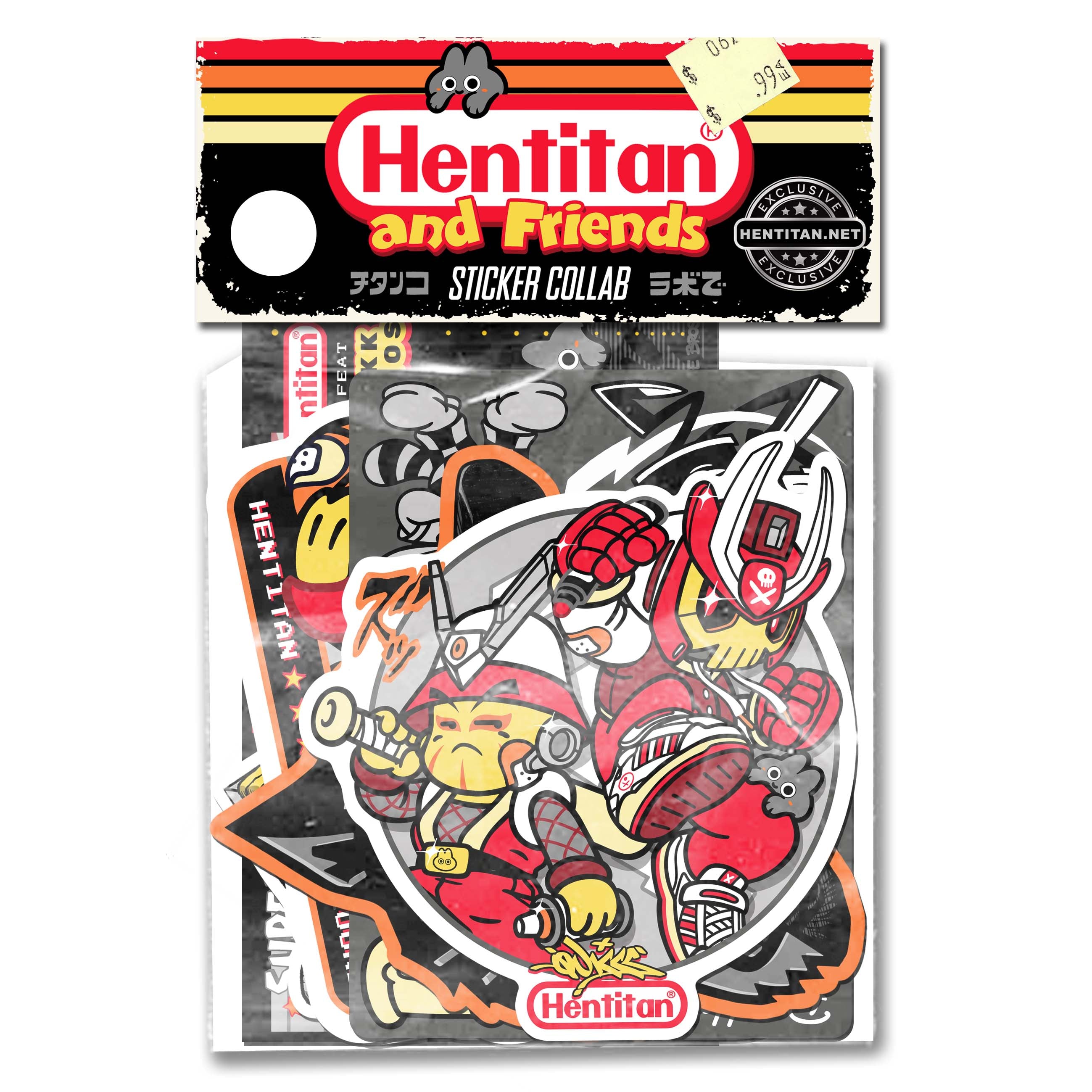Hentitan and Friends White Sticker Pack - 50 Cute Cartoon Stickers for Scrapbooking, Journaling, and DIY Crafts - Perfect for Planners, Laptops, and Water Bottles