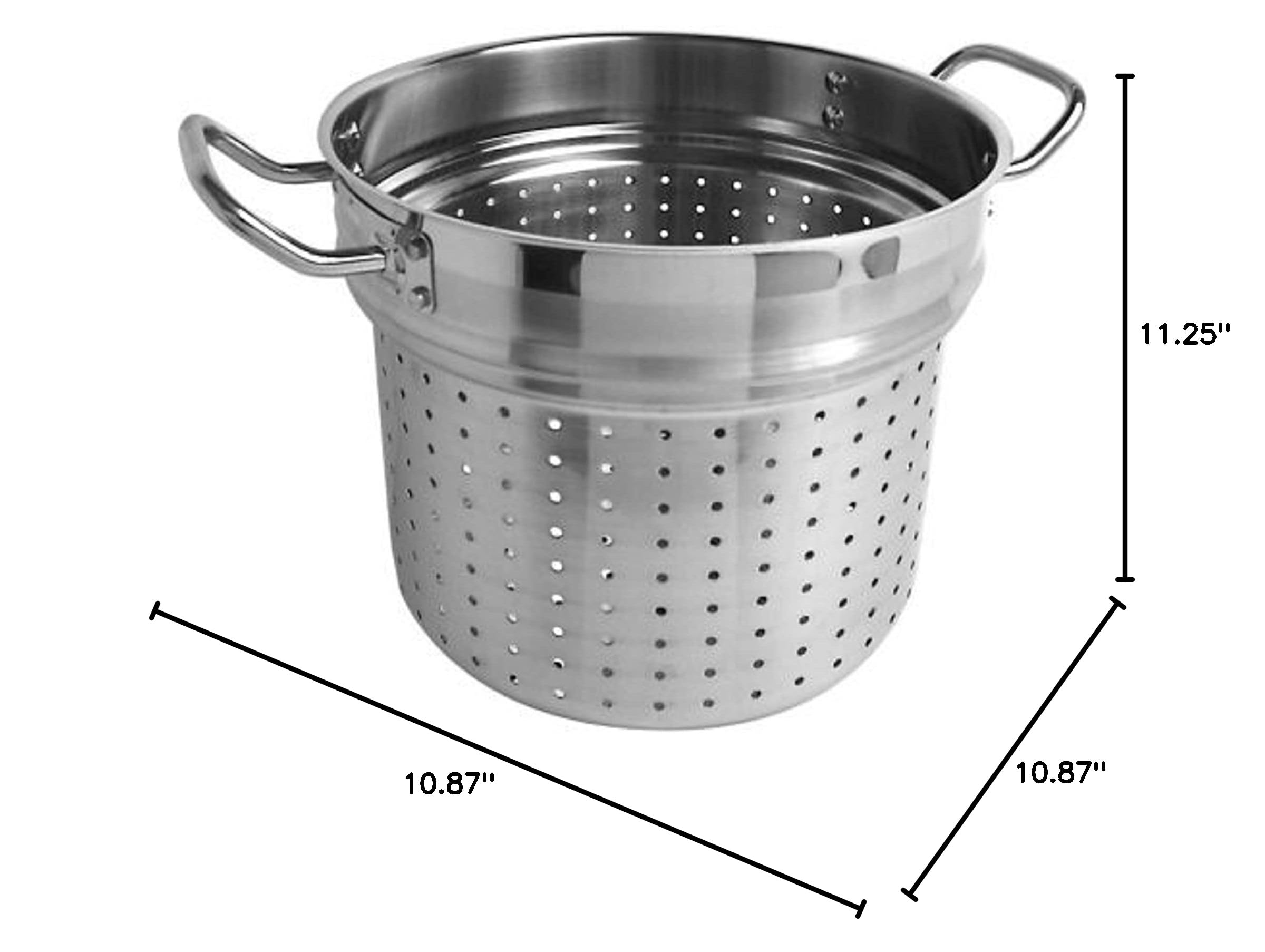12 qt. Stainless Steel Pasta Cooker with Lid & Encapsulated Base - Multi-Purpose Cookware for Pasta, Steaming Vegetables, Asparagus | Oven & Induction Safe | Perfect for Family Dinners & Meal Prep