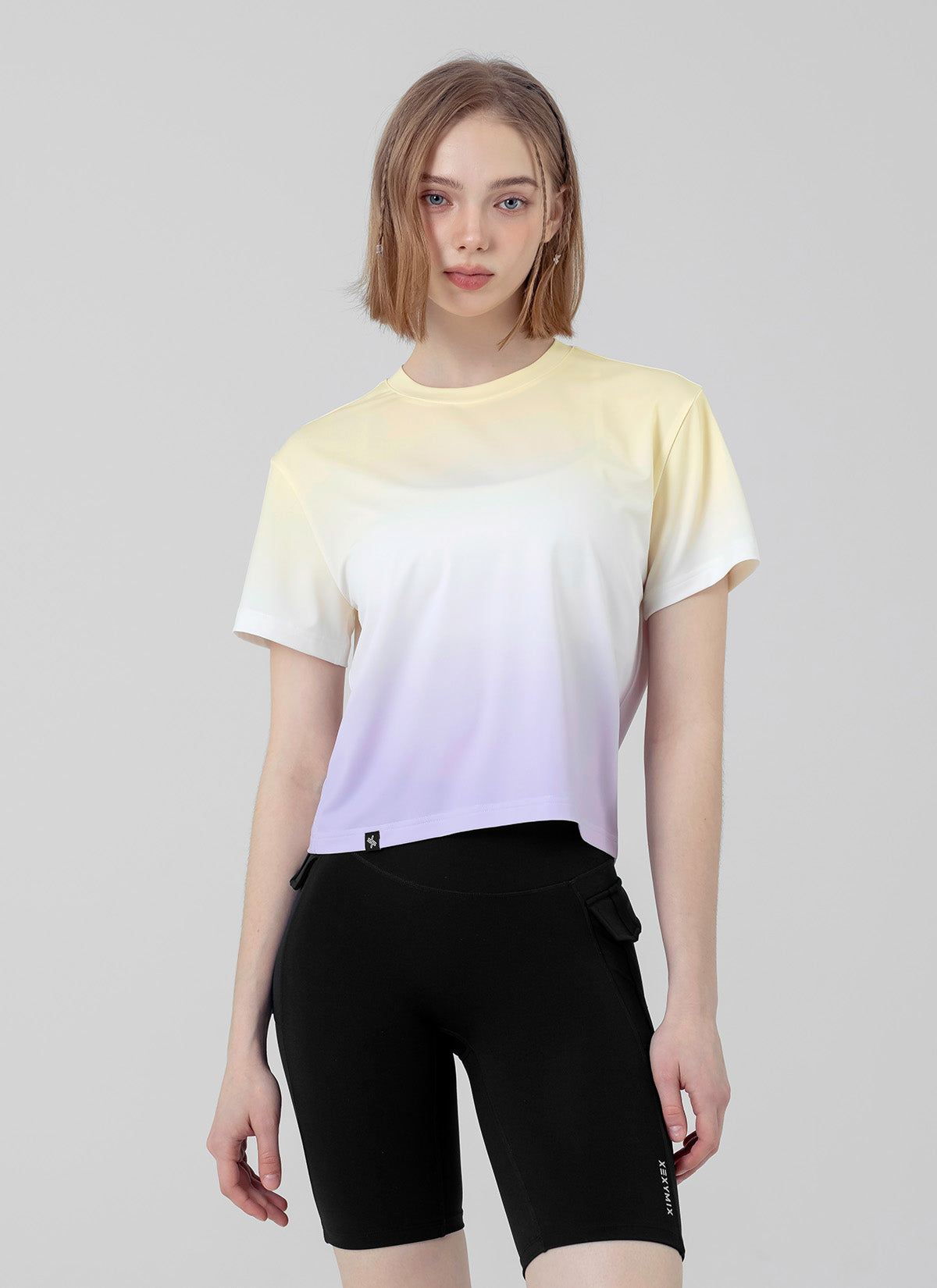 Stylish Ice Feather Ombre Crop Short Sleeve Top - Trendy Summer Fashion for Women | Perfect for Beach Outings, Music Festivals & Casual Wear