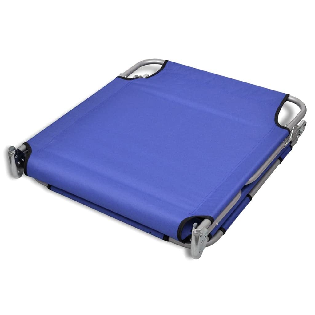 vidaXL Folding Sun Lounger with Head Cushion - Adjustable Backrest & Durable Powder-Coated Steel Frame - Compact Storage Design - Blue Outdoor Lounge Chair for Patio, Poolside & Beach Relaxation