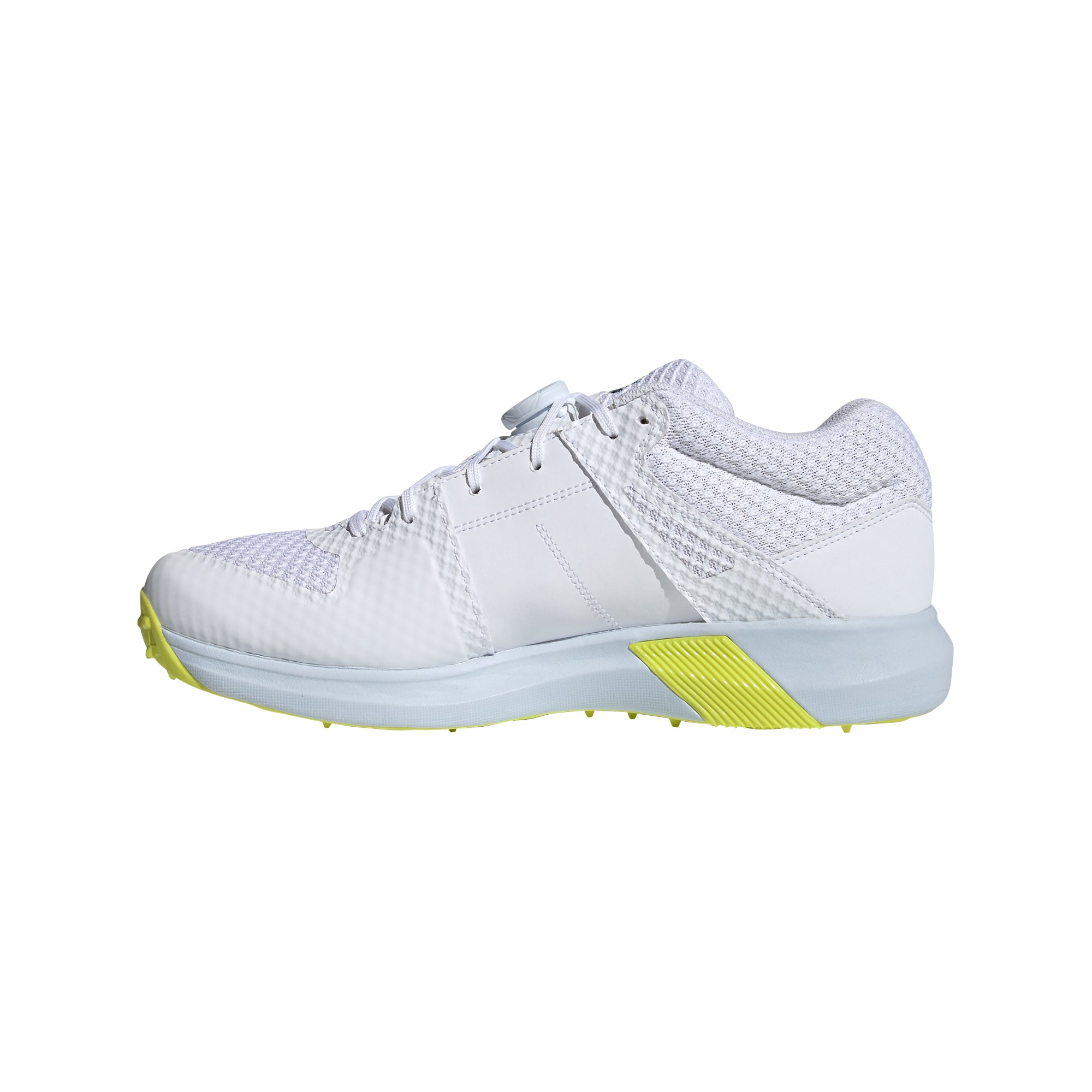 Adidas Adipower Vector MID Cricket Shoes - White & Yellow | High-Performance Cricket Footwear for Matches & Training