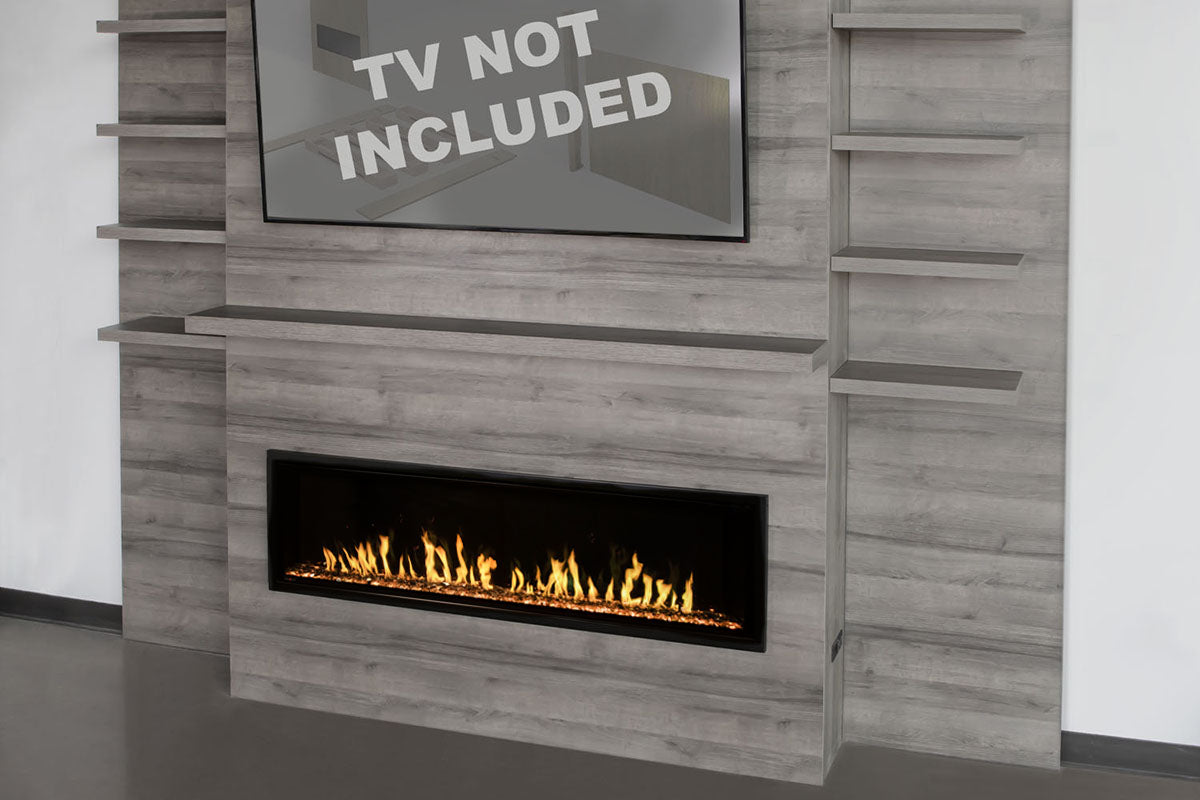 Modern Flames Allwood Fireplace Media Wall in Driftwood Gray - 60