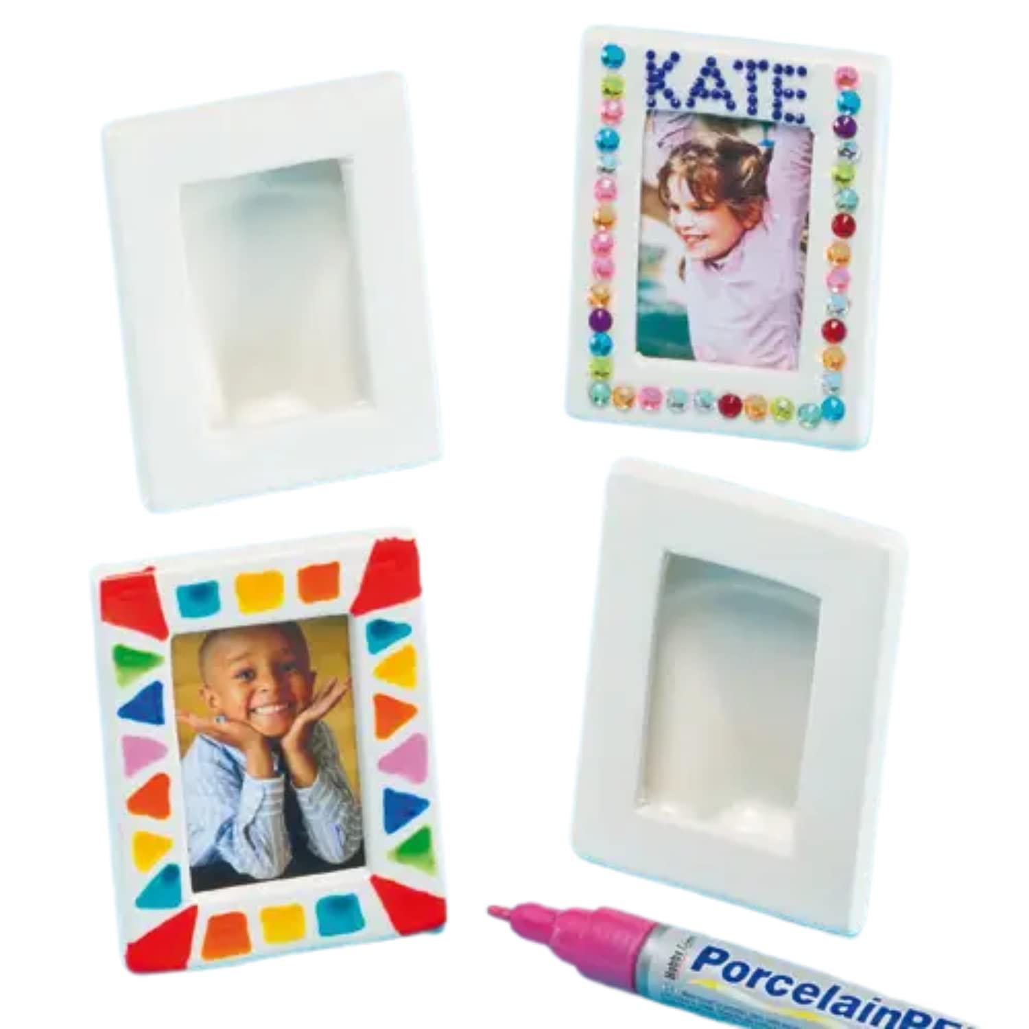 Mini Porcelain Photo Frames - Set of 4 Small Elegant Picture Frames for Wall or Tabletop Display - Perfect for Home Decor, Wedding Photos, and Keepsakes