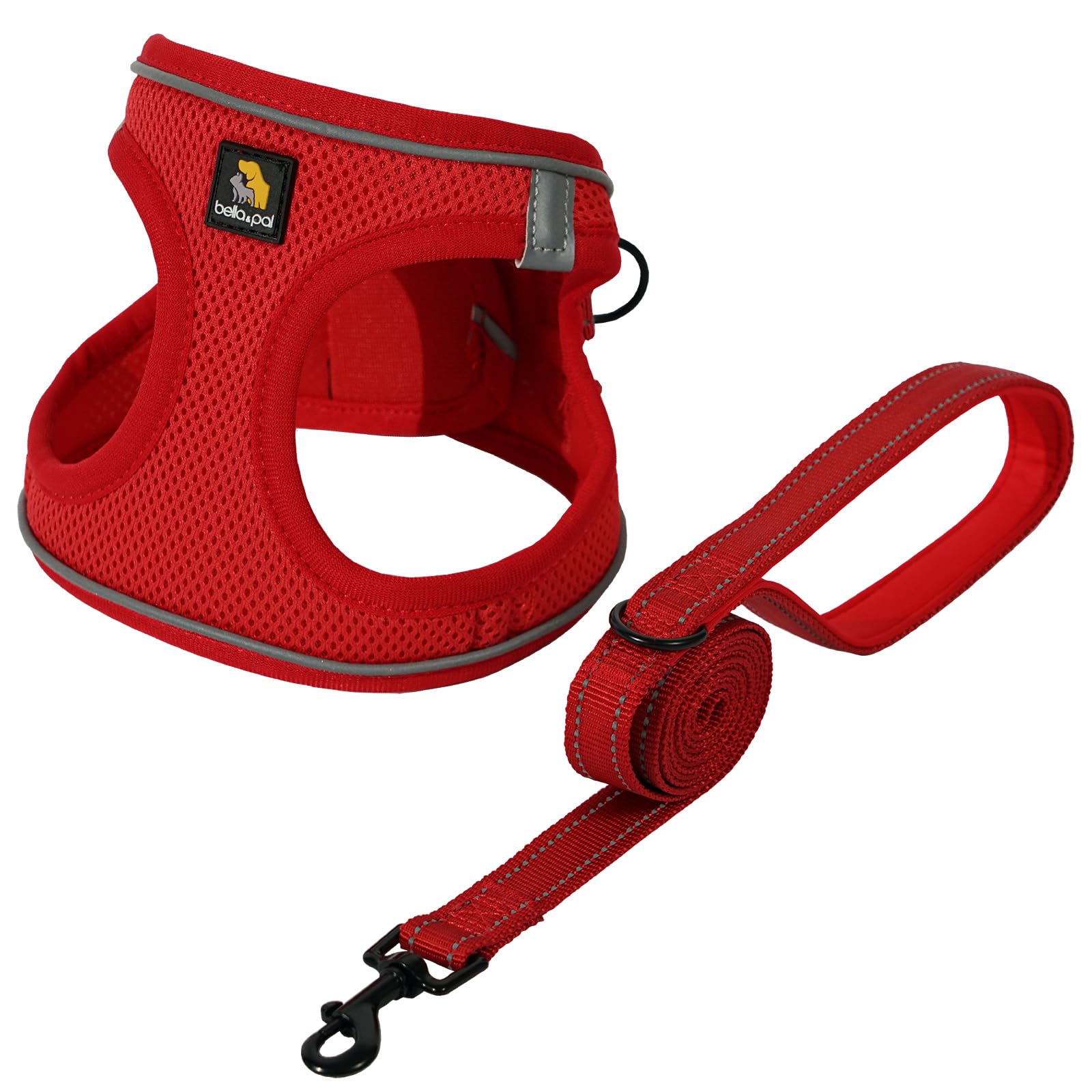 BELLA & PAL No-Pull Puppy Harness with Leash Set - Adjustable Step-in Dog Vest for Small & Extra Small Dogs - Comfortable Red Pet Harness for Walking & Training - Perfect for Daily Walks, Park Visits & Outdoor Adventures
