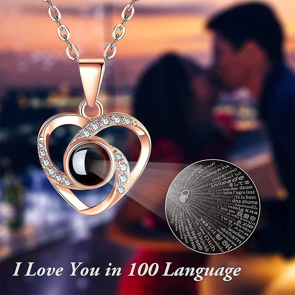 FullGen Preserved Rose Gift Box - Eternal Rose with 'I Love You' Necklace in 100 Languages for Her, 12-Rose Jewelry Box - Perfect Romantic Gift for Valentine's Day, Anniversary, Mother's Day & Christmas - Ideal for Surprise Proposals, Date Nights & Special Occasions