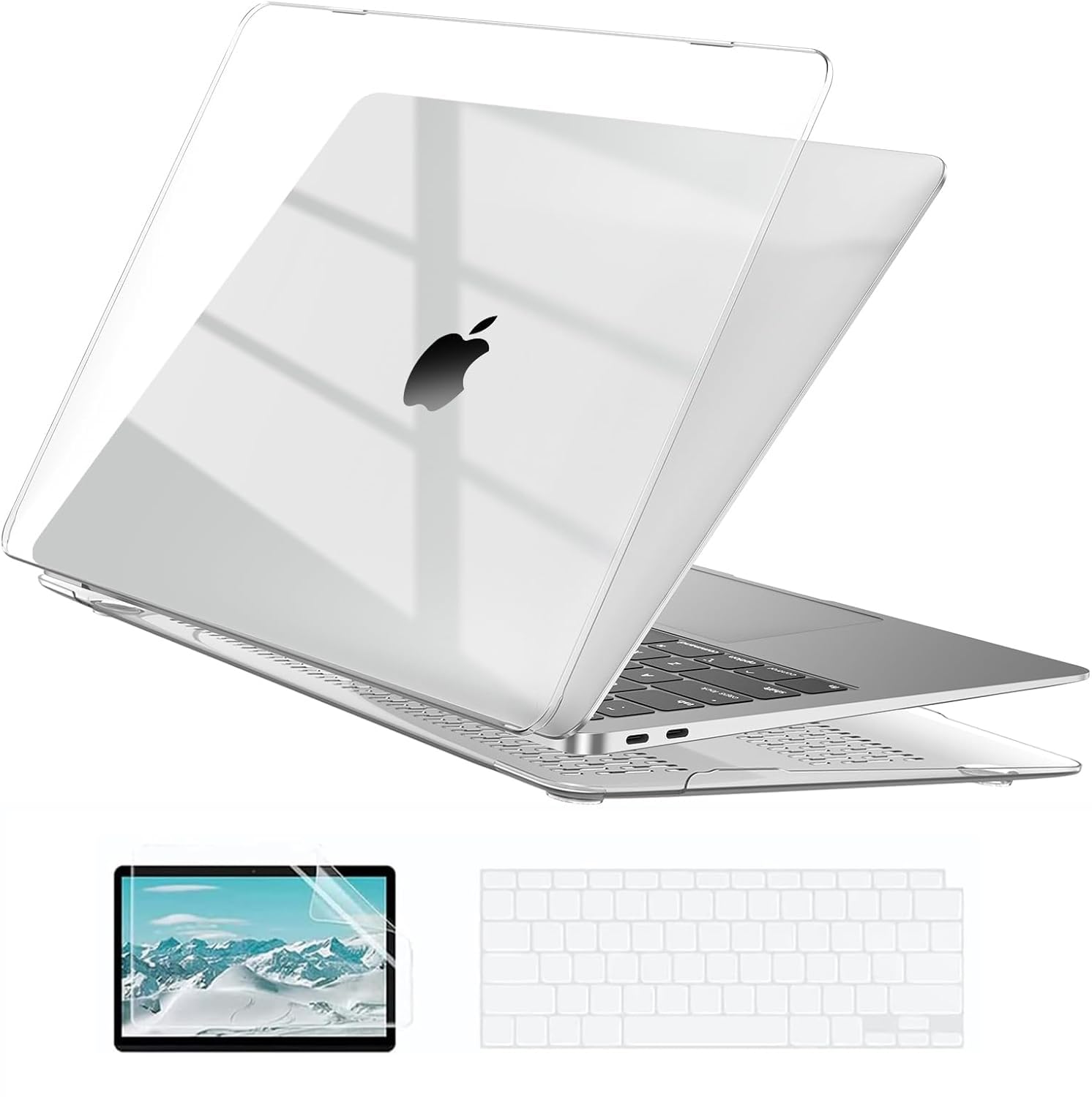 EooCoo Durable Hard Case for MacBook Air 13 inch (M1 Chip 2021-2018 & Retina Display Models) - Includes Clear Plastic Protective Cover, Transparent Keyboard Protector & Anti-Glare Screen Protector | Perfect for Travel, Office & School Use