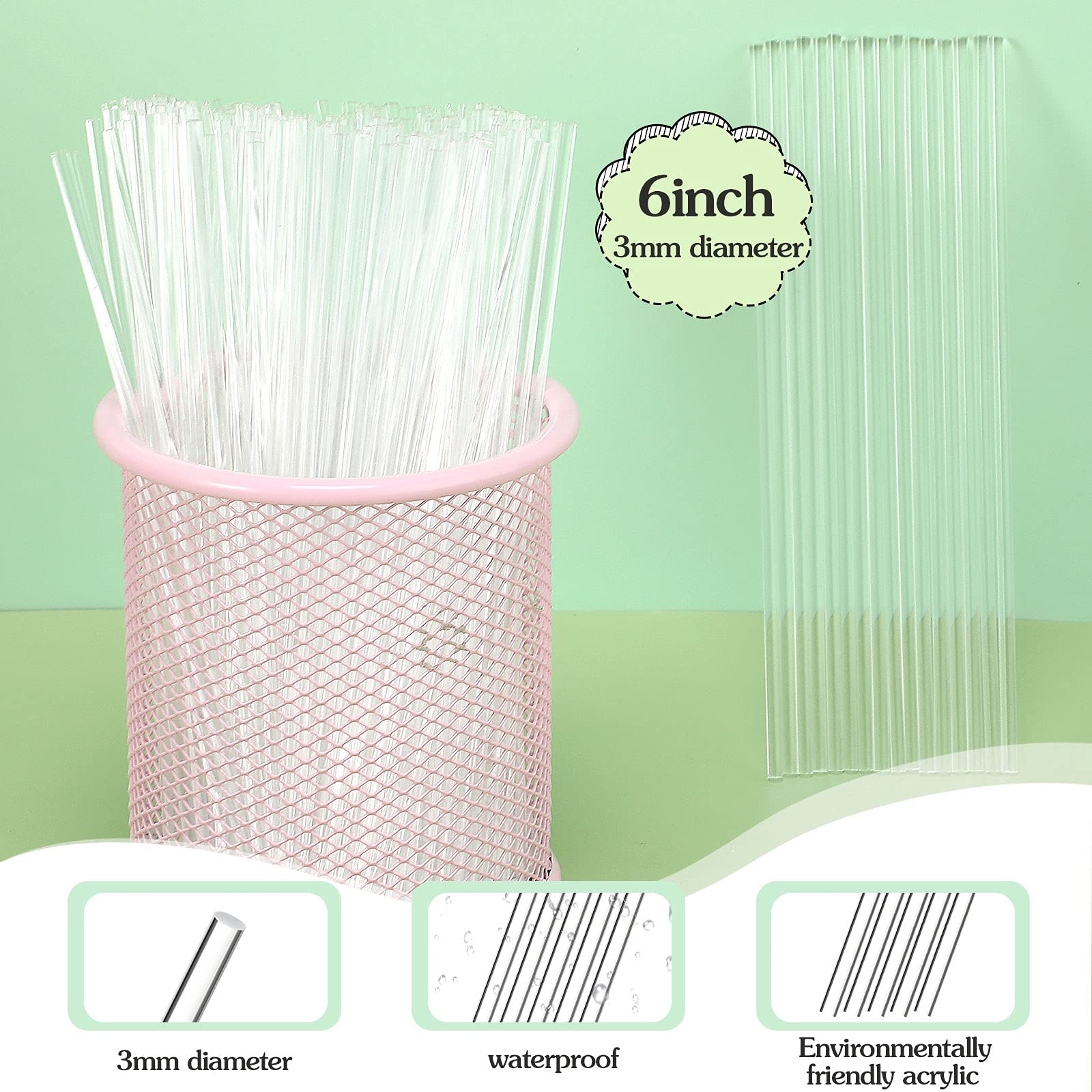 Zopeal 200-Pack Clear Acrylic Lollipop Sticks 6 Inch - Premium Cake Pop Sticks for Candy Making, Chocolate Dipping, Wedding Favors, Halloween & Christmas Treats - Perfect for DIY Desserts, Party Decorations and Baking Supplies