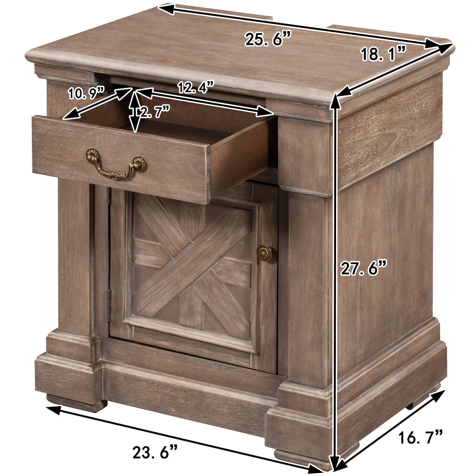 Merax Nightstand with Drawer & Cabinet - Small Bedside End Table with USB Charging Ports - Compact Dresser for Bedroom & Living Room - Brown Wood Nightstand (Perfect for Charging Devices & Storing Essentials)