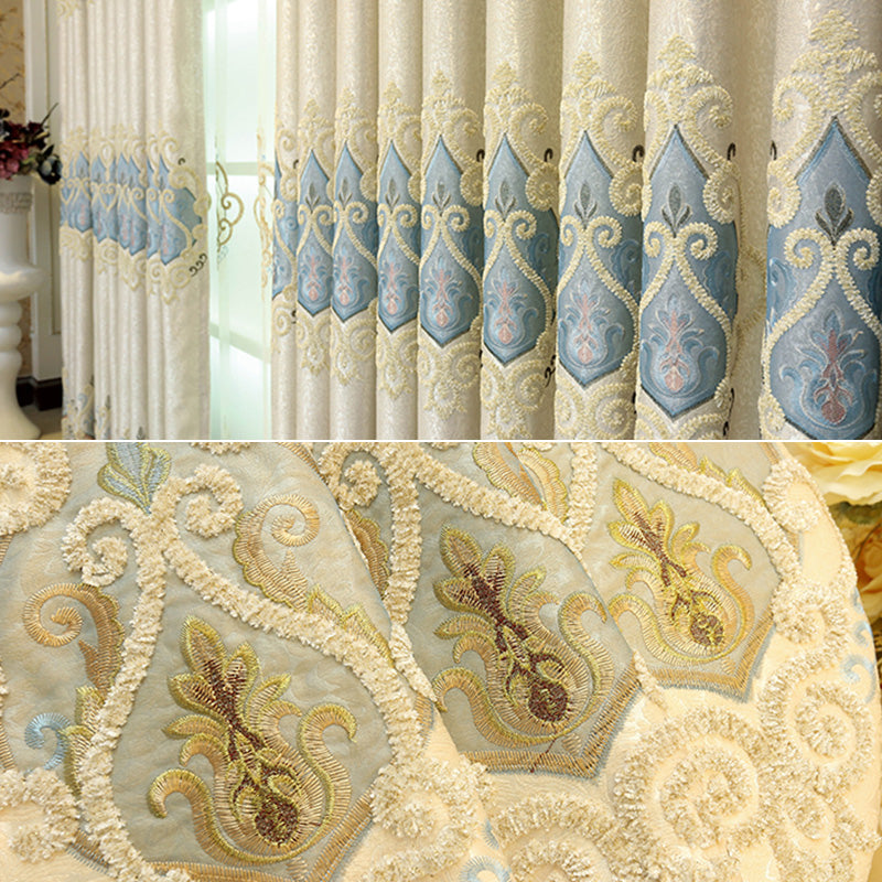 Luxury Two-Layer French Embroidery Blackout Curtains - Custom Made for Bedroom & Living Room - Elegant Home Decor for Light Blocking & Privacy