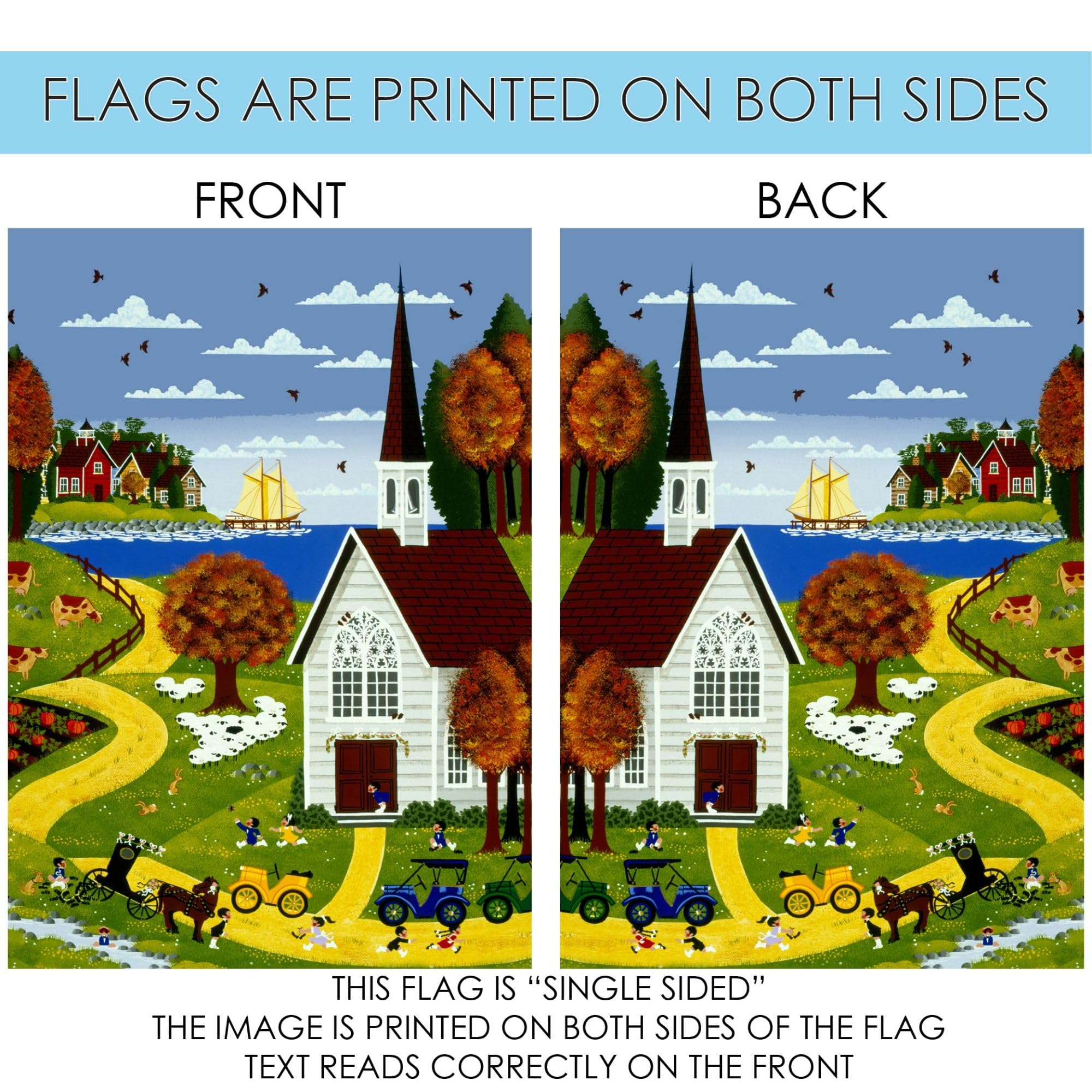 Toland Home Garden 1110371 Double Sided Rolling Hills Farm Flag - 12x18 Inch Outdoor Decorative Banner for Yard, Church, House & Garden - Perfect for Countryside, Farmhouse & Rural Decor