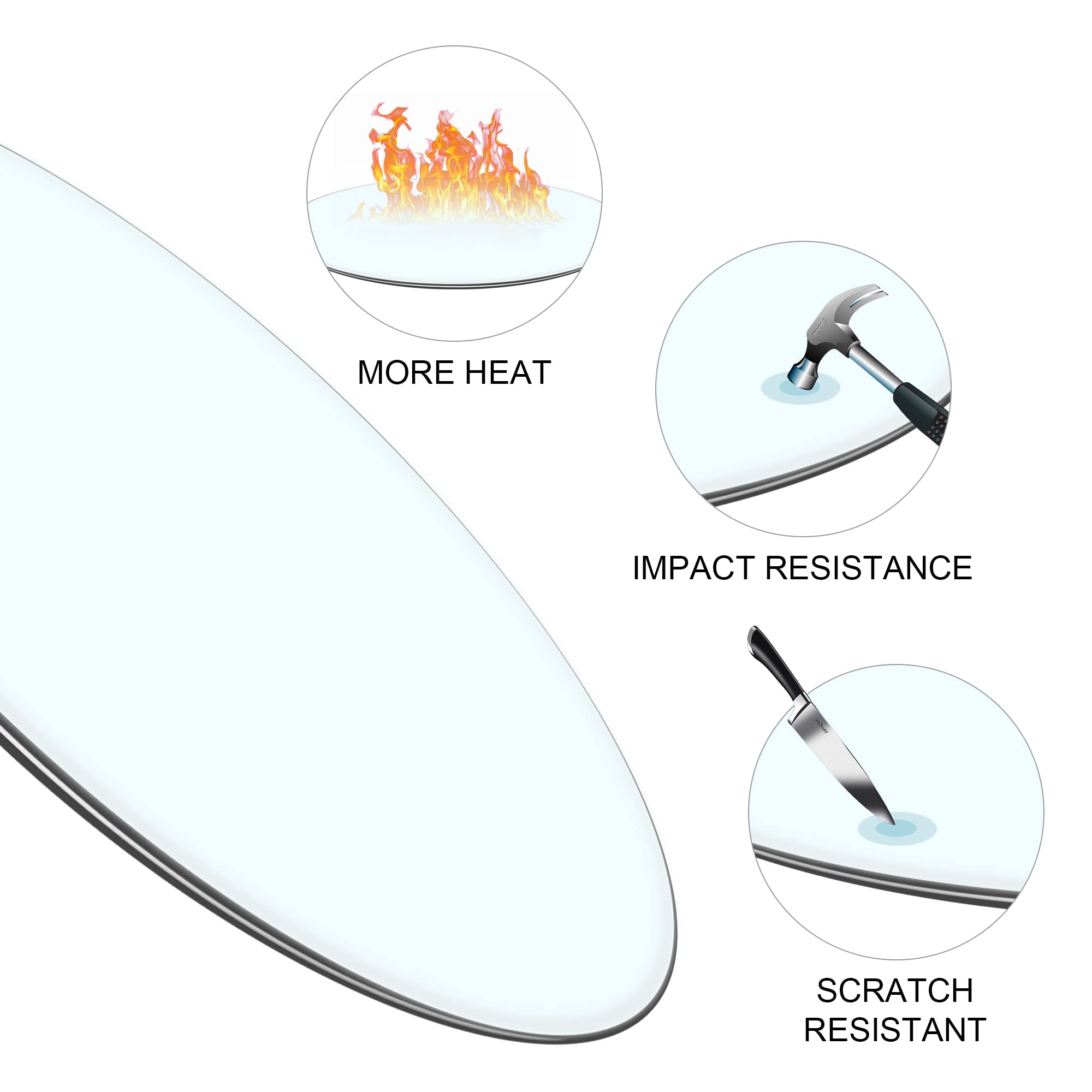 48 Inch Round Tempered Glass Table Top - Durable Replacement for Patio, Outdoor Dining & Indoor Use - Shatter-Resistant, Scratch-Proof Surface for Daily Protection