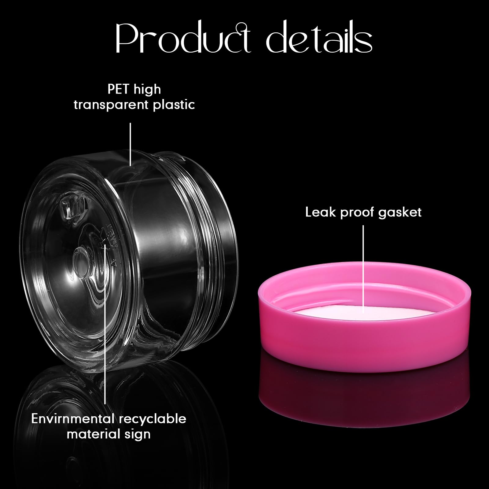 SATINIOR 100-Pack 1 oz Clear Plastic Jars with Pink Lids - Small Wide Mouth Containers for Lotion, Cream, Body Butter, Rhinestones & Travel Storage - Perfect for DIY Crafts, Beauty Products & Organizing Small Items