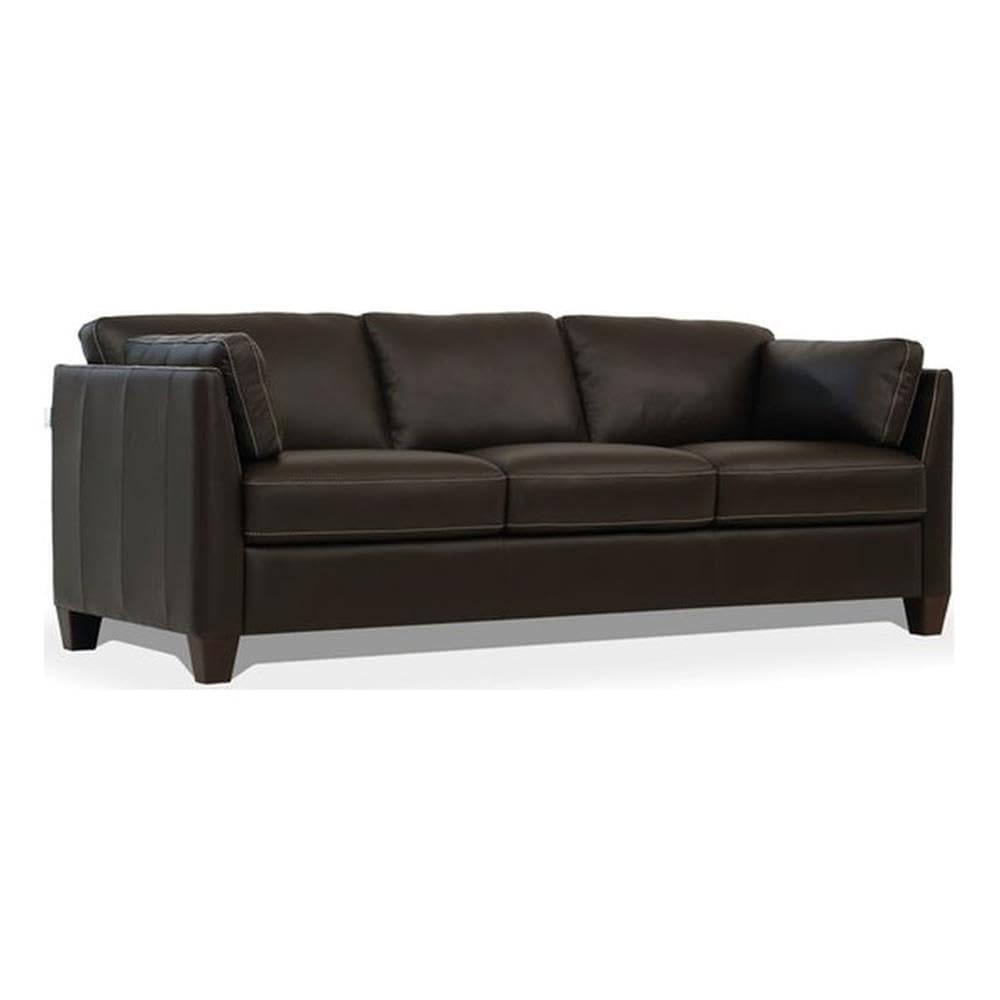 Premium Acme Matias Genuine Leather Sofa in Rich Chocolate Brown - Luxurious Living Room Furniture for Modern Homes & Apartments