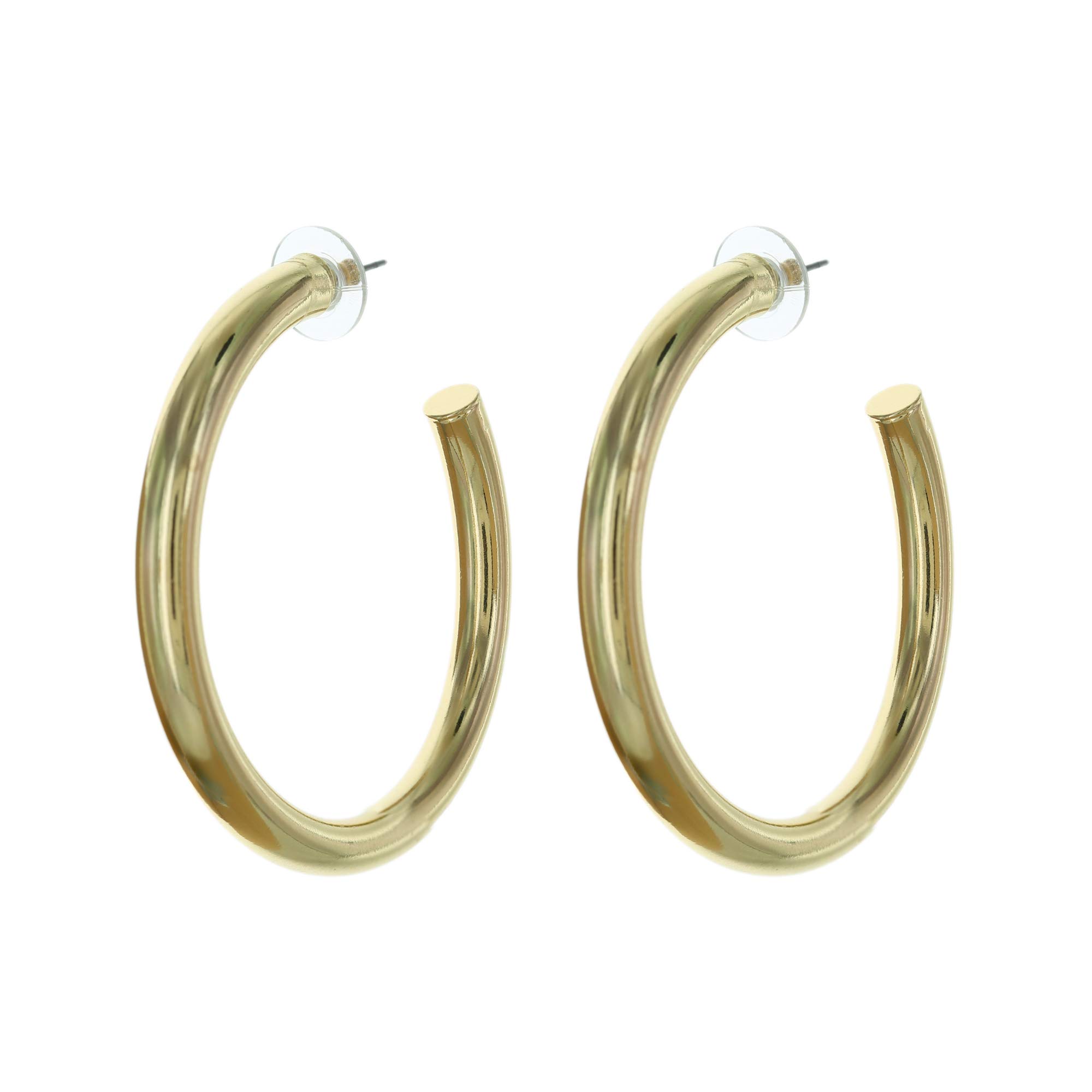 14K Gold or Rhodium Plated Chunky Lightweight Hypoallergenic Hoop Earrings for Women | Trendy Thick Hoops for Everyday Wear & Special Occasions
