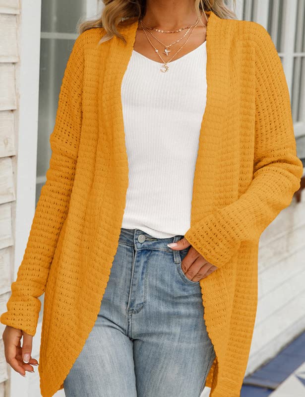 JASTIE Women's Open Front Cardigan - Chunky Knit Lightweight Sweater with Long Sleeves | Casual Solid Color Outwear for Fall & Winter | Perfect for Office, Lounge & Coffee Dates