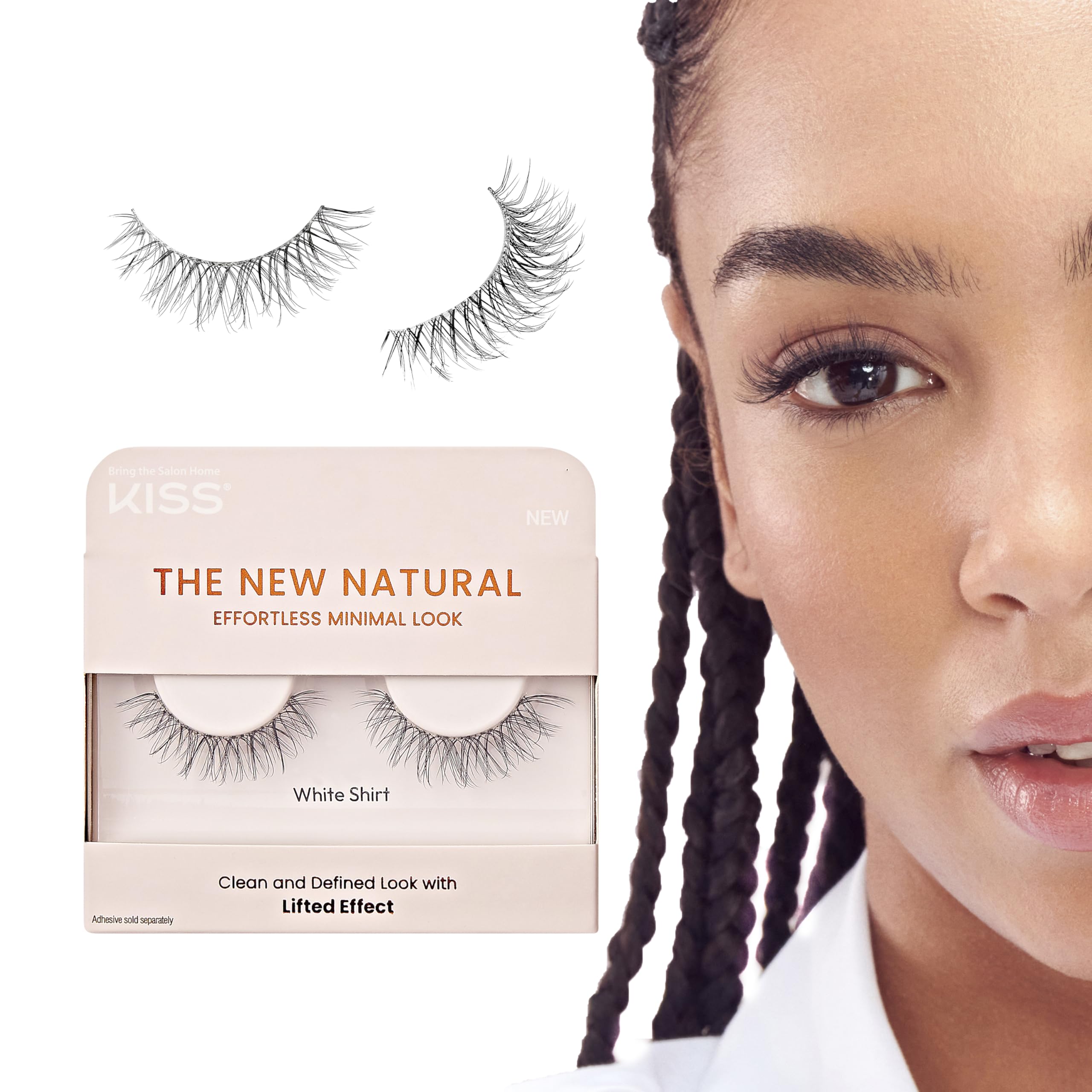KISS The New Natural Effortless Minimal Look False Eyelashes 12mm - Full Strip Lashes Single Pack (NNS01, 1 Pair) | Perfect for Everyday Wear, Date Night & Special Occasions