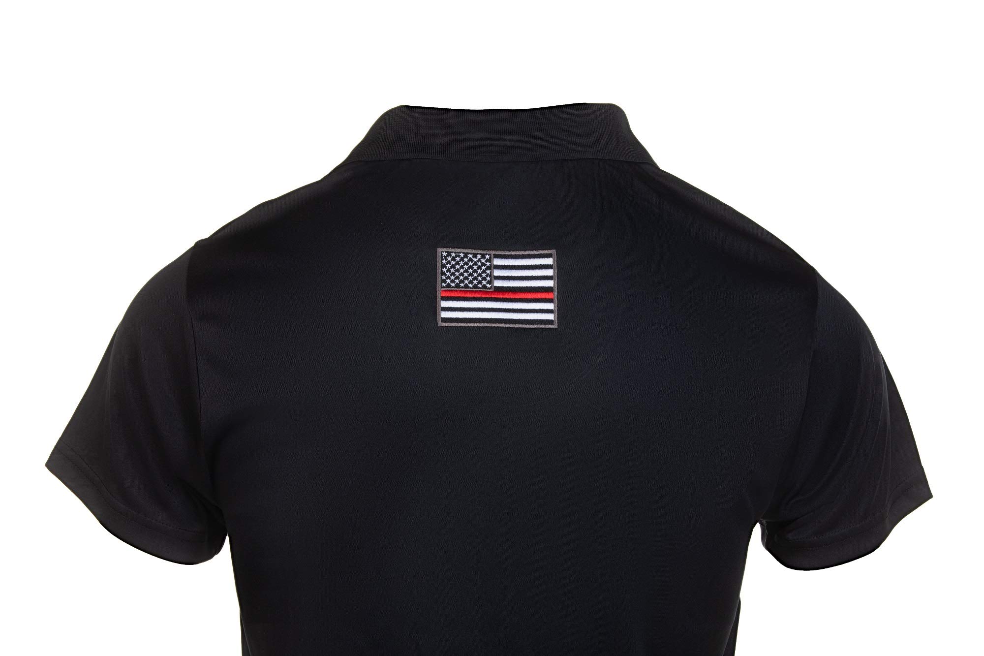 American Flag First Responders Polo Shirt for Women - Farm Blue Rescue Shirt with Black Accents - Perfect for EMT, Firefighter & Police Duty Wear