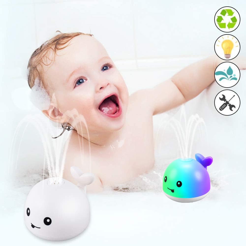 Zhenduo Whale Spray Water Bath Toy - Fun Baby Bath Toys for Toddlers, Kids, Boys & Girls - Bathtub Shower & Pool Water Play Toy (White) - Perfect for Bath Time, Outdoor Play & Summer Water Activities