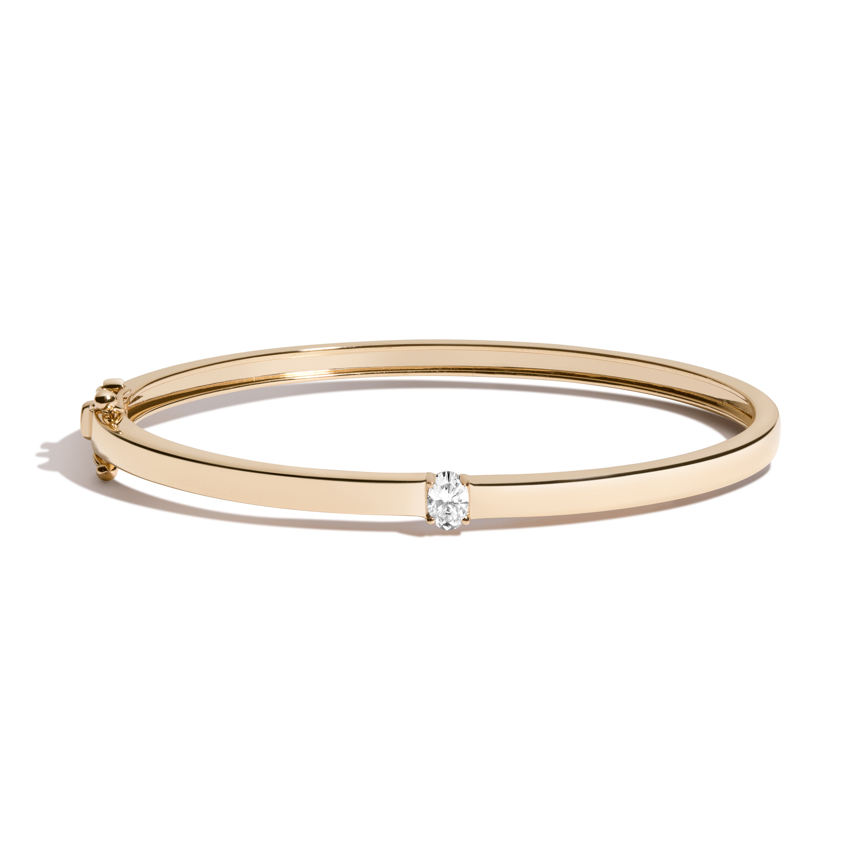 Exquisite Diamond Oval Bangle Bracelet - 14K Gold Plated Elegant Jewelry for Women | Perfect for Weddings, Anniversaries & Special Occasions