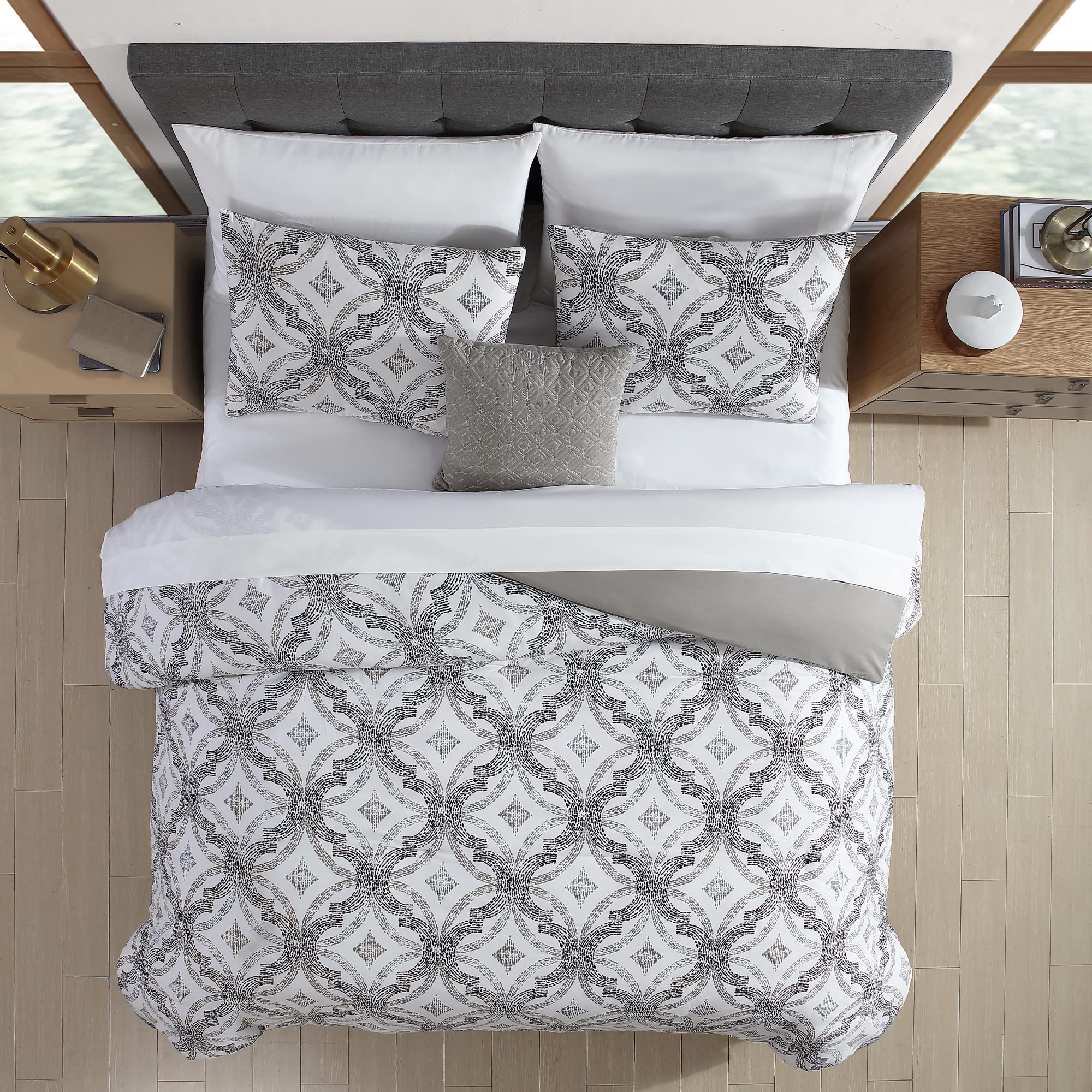 Modern Threads Capri Collection Reversible Microfiber Comforter Set - Elegant Printed King Size Bedding with Comforter, Sheets, Shams & Pillows - Soft Luxury Bed Set for Master Bedroom or Guest Room
