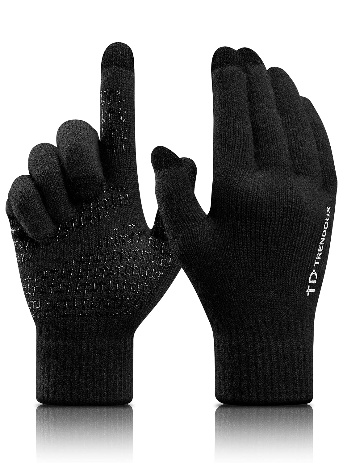 Trendoux Touchscreen Gloves for Men & Women - Anti-Slip Grip, Warm Fleece Lining, Stretch Cuffs, Knit Fabric - Winter Snow Gloves for Running, Cycling & Outdoor Activities