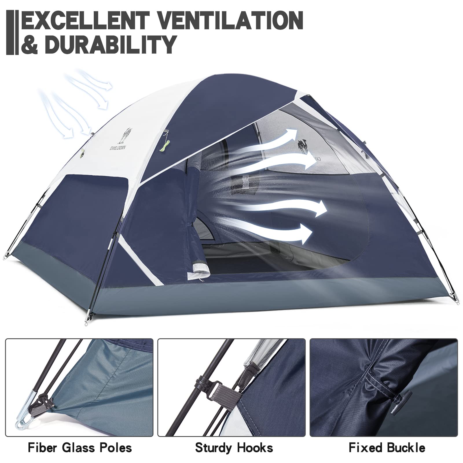 CAMEL CROWN 2-5 Person Camping Tent - Waterproof & Lightweight for Hiking, Backpacking, Outdoor Adventures
