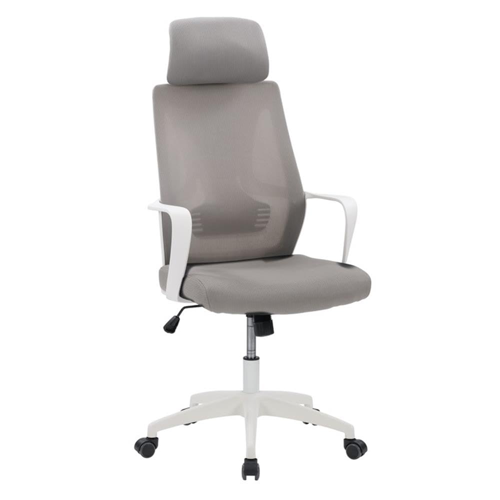 Ergonomic Fabric Mesh Office Chair with Adjustable Height - Gray & White - Perfect for Home Office, Workspace, and Gaming Desks