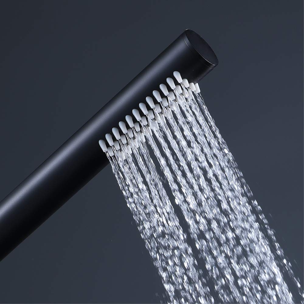 Brass Handheld Shower Head - Single Function Round Universal Bath Showerhead for Bathroom - Black (Perfect for Spa-Like Experience & Easy Cleaning)