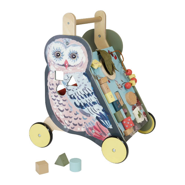 Manhattan Toy Wildwoods Owl Push Cart - Wooden Toddler Push Toy for Kids Ages 1-3 | Perfect for Indoor & Outdoor Play, Early Walking Development & Imaginative Play