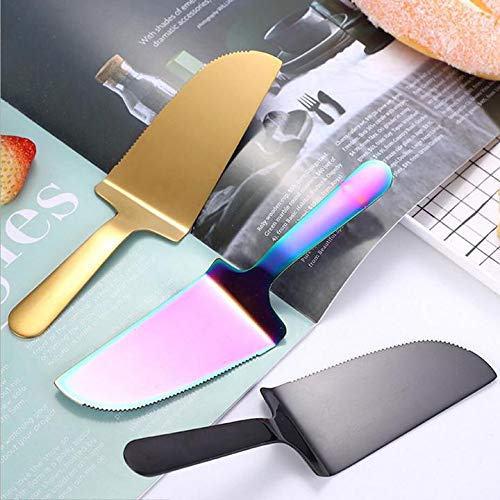 Premium Stainless Steel Cake Server Set - Serrated Cutter Knife & Spatula (4-Piece Silver Set) for Birthday Parties, Weddings & Dessert Serving