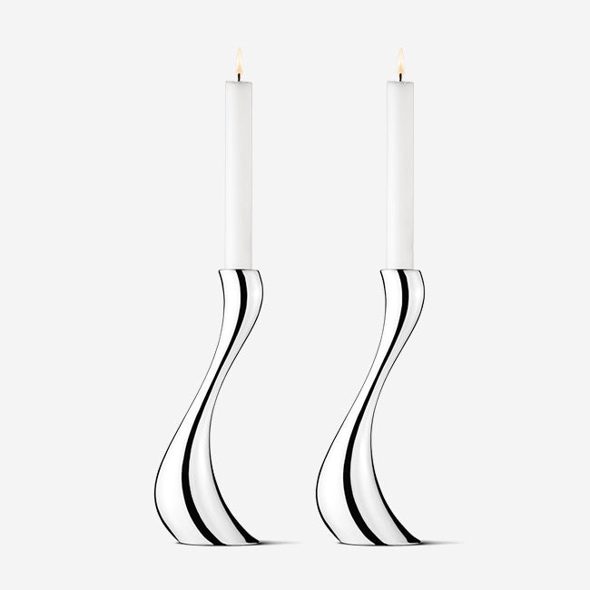 Georg Jensen Cobra Large Candle Holder Set of 2 - Premium Silver Home Decor for Dining Table & Mantelpiece