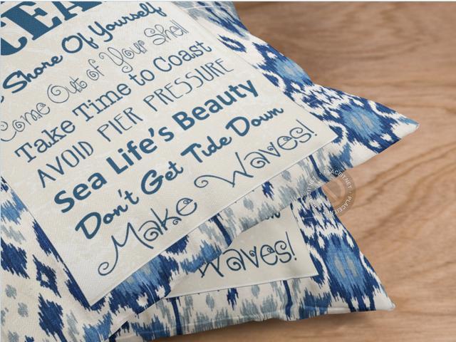 Blue Ocean Sign Decorative Pillow Cover - Soft & Stylish Throw Pillow Case for Couch, Bed, Sofa - Perfect for Coastal, Beach, Nautical Home Decor