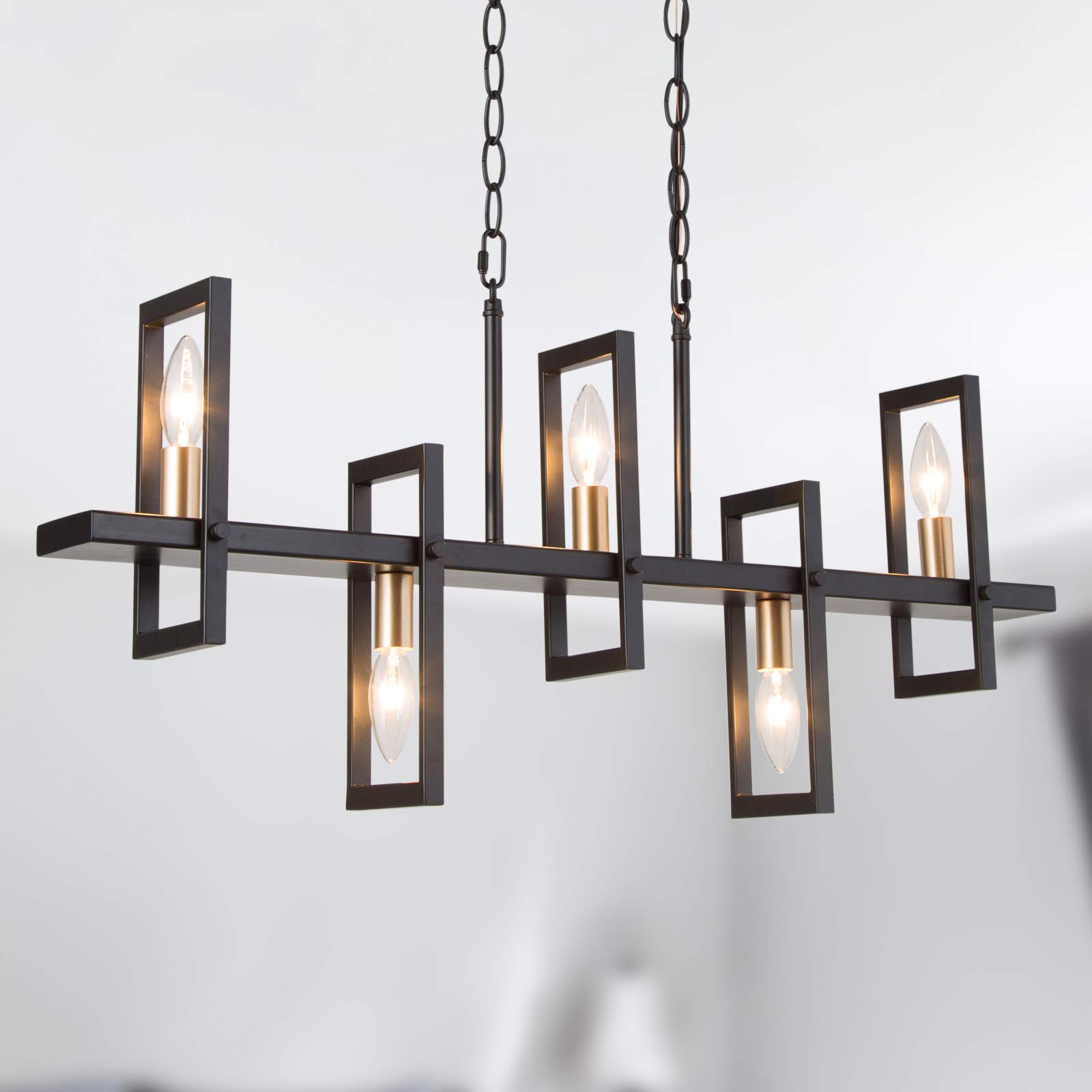 Modern Farmhouse Chandelier - 5-Light Gold Dining Room Chandelier with 32