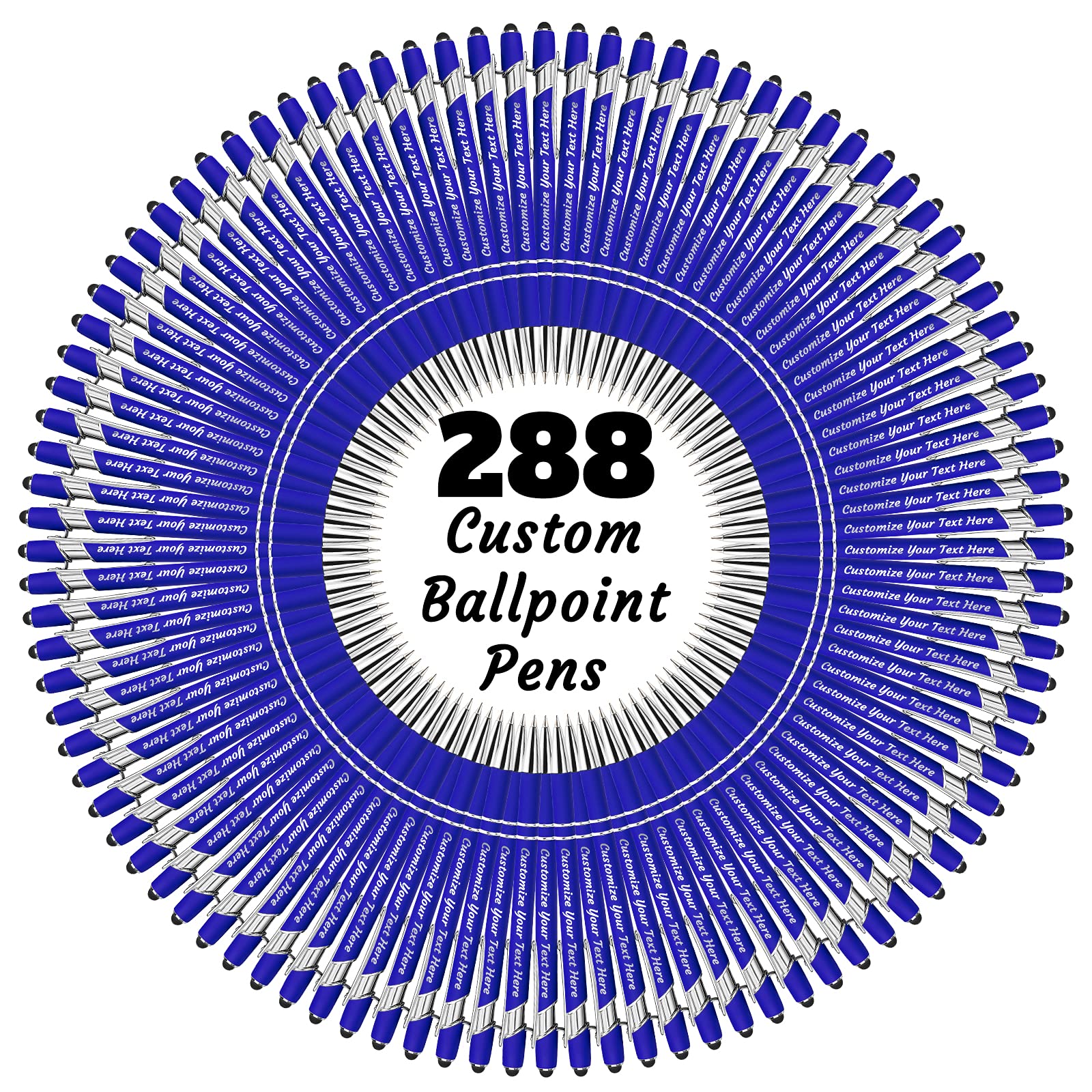 Custom Engraved Ballpoint Pens with Stylus - Personalized Name/Text Pens - Perfect Anniversary, Birthday & Graduation Gifts (288-Pack, Black Ink) - Great for Office, School & Corporate Events