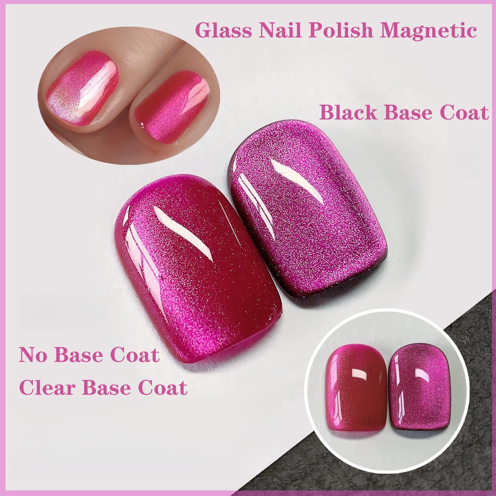 Hot Pink Jelly Cat Eye Gel Nail Polish - Magnetic Nail Polish Gel with Glossy Finish, Translucent & Glass Effect for Girls & Women - Perfect for Parties, Weddings, and Special Occasions