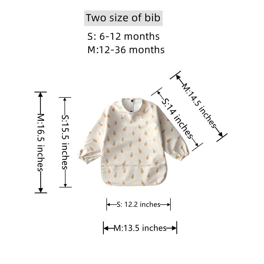 Waterproof Baby Bibs for Infants & Toddlers - Long Sleeve Feeding Bib with Food Catcher | Super Soft, Wipe Clean | Perfect for Messy Mealtime & Baby-Led Weaning