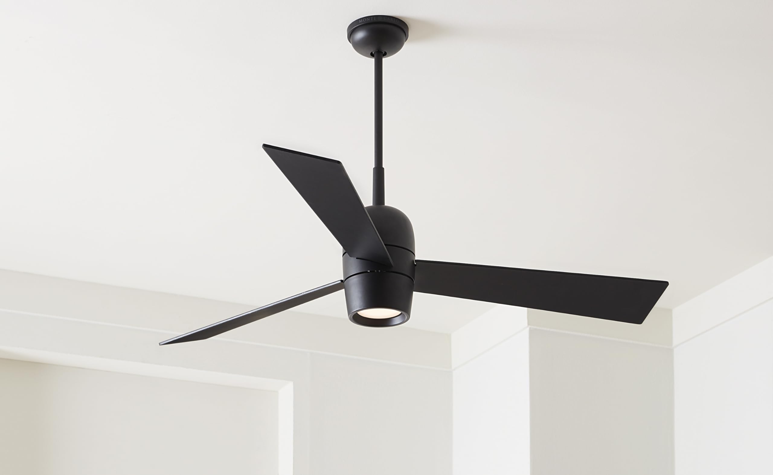 Monte Carlo 3ALBR60MBKD Alba 60-Inch Ceiling Fan with LED Light Kit & Remote Control, 3 Blades in Midnight Black - Perfect for Living Room, Bedroom & Outdoor Patio Cooling