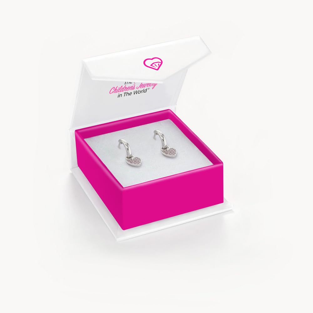 925 Sterling Silver Cubic Zirconia Heart Charm Hoop Earrings for Girls & Teens - 11mm CZ Jewelry for School, Party & Everyday Wear | Dainty Heart-Shaped Earrings for Birthdays, Gifts & Special Occasions