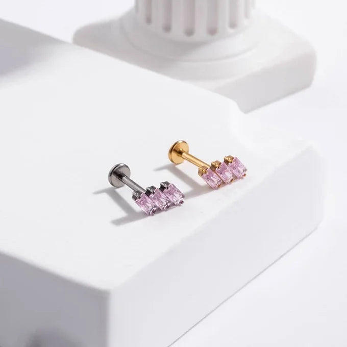 16G Sparkly CZ Titanium Lip Stud Labret Back Stud - Perfect for Piercing Jewelry, Body Art & Self Expression | Ideal for Everyday Wear, Parties & Special Occasions