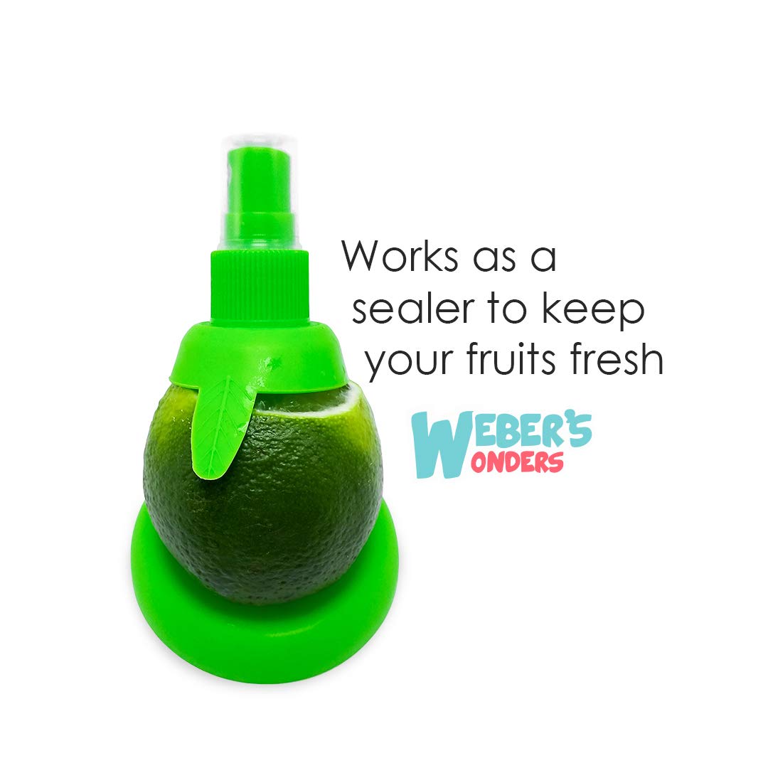 Weber’s Wonders 3-Piece Lemon Sprayer Kit - Orange Juice Extractor, Citrus Juicer & Squeezer - Vegetable & Salad Cleaner Spray - Fresh Lime Storage Gadget - Perfect for Cocktails, Cooking & Healthy Snacks