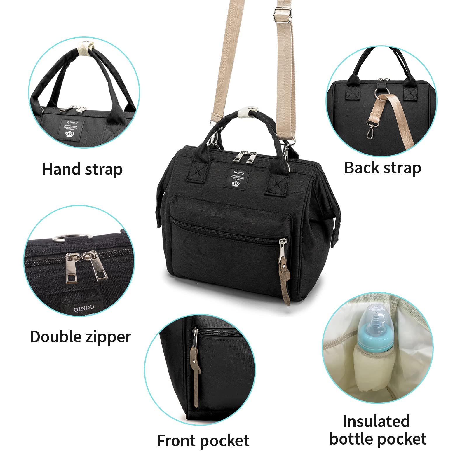 Compact Diaper Bag Backpack for Moms - Lightweight Waterproof Baby Changing Tote with Insulated Bottle Pocket & Crossbody Strap | Perfect for Travel, Daycare & On-the-Go Parenting